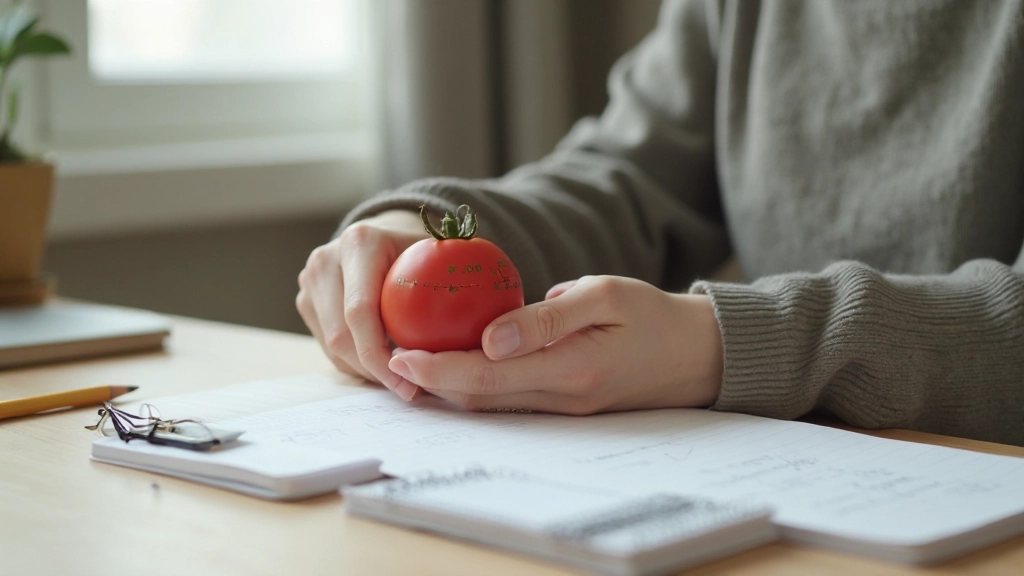 Timer and notebook showing structured time blocks for productivity sessions